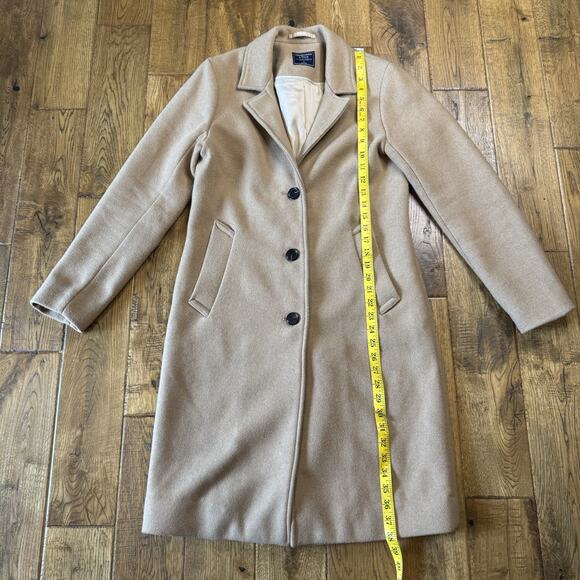 Abercrombie Fitch Womens Sz S Brown Wool Blend Dad Coat Heavy Overcoat Button - Picture 3 of 6